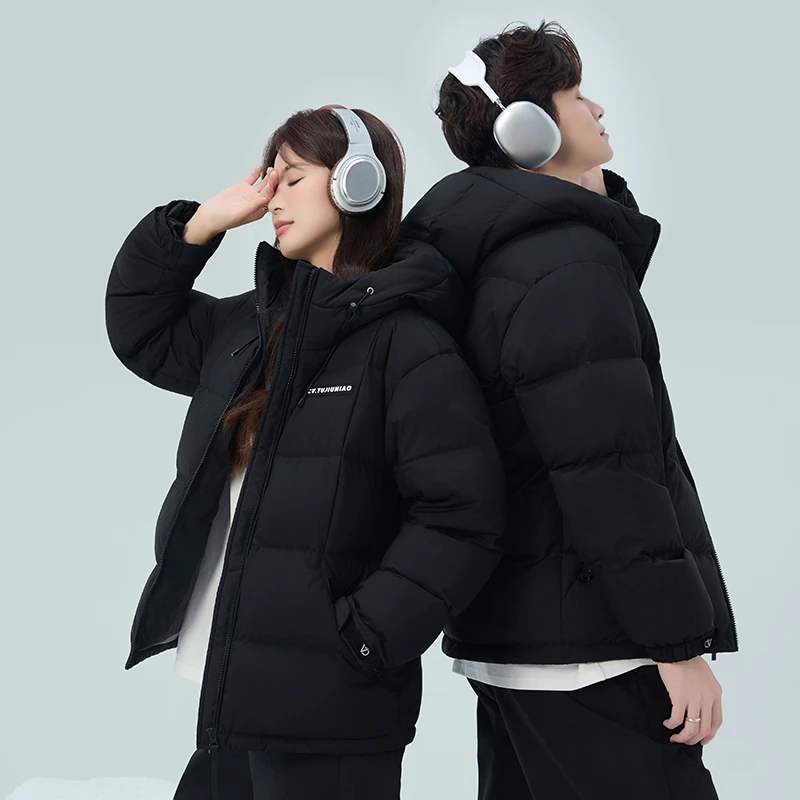 CV凸乆鸟羽绒服女短款连帽2025冬新款95白鸭绒情侣户外男面包外套