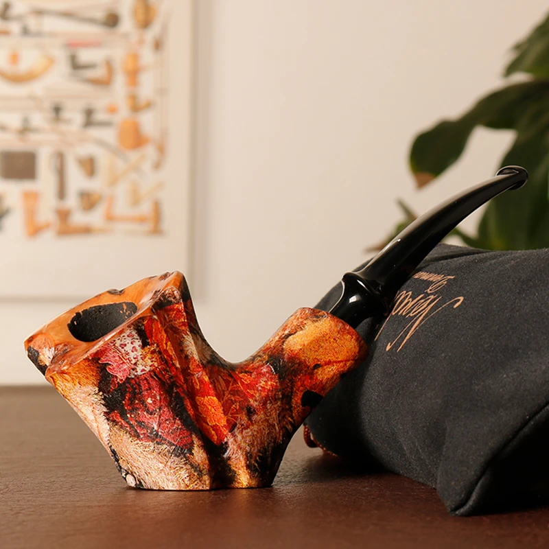 丹麦 Erik Nording 诺丁 已停产  一斗两嘴彩绘斗卓斗 石楠木烟斗