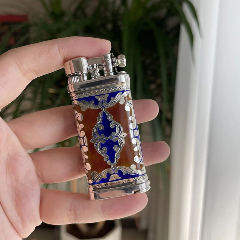 德国十字锚 双面法郎纯银雕刻 烟斗专用 斜火打火机 充气打火机