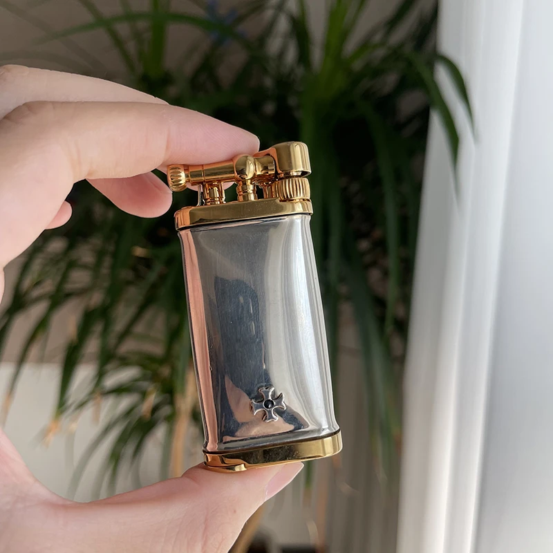 德国十字锚 纯银 光面 带压棒  烟斗专用 斜火打火机 充气打火机