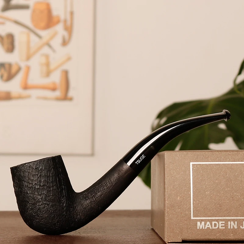 日本柘植 TSUGE 赏味系列 喷砂弯斗 3毫米 石楠木烟斗