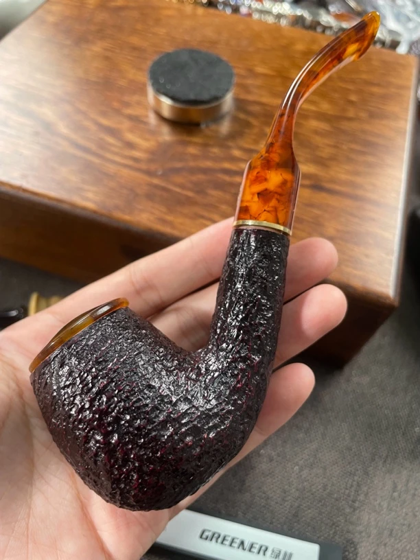 意大利沙芬 玉雕盖603 石楠木烟斗