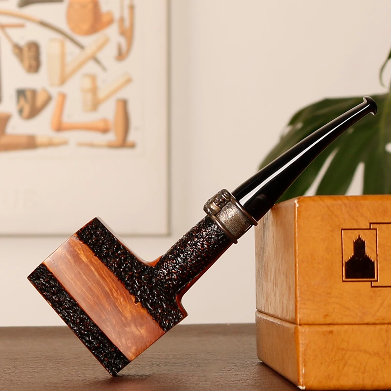 意大利卡斯特罗 罗马限量斗 海盐半喷砂锤子 银圈 石楠木烟斗