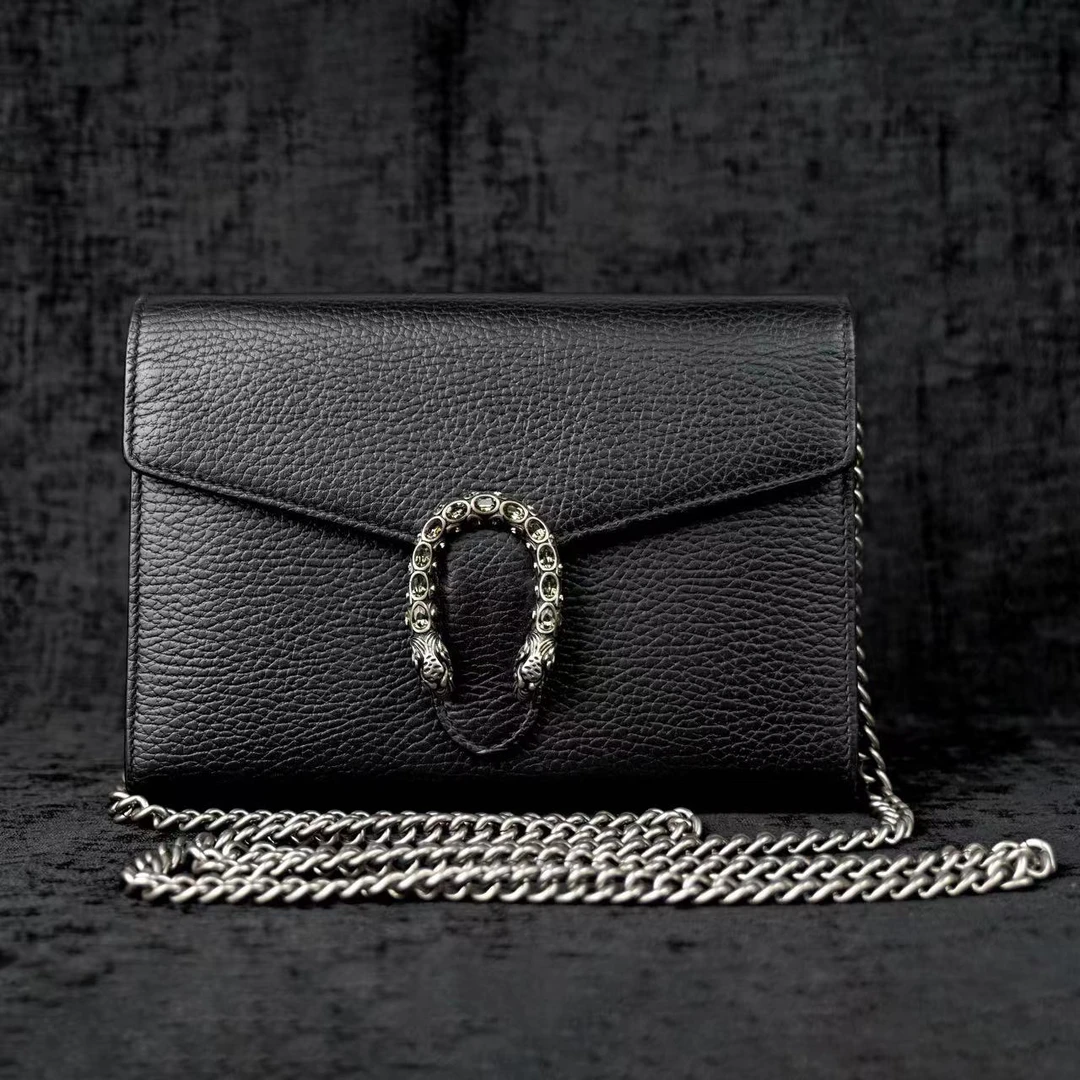 95新 GUCCI/古驰 黑色钻扣酒神woc单肩斜挎包