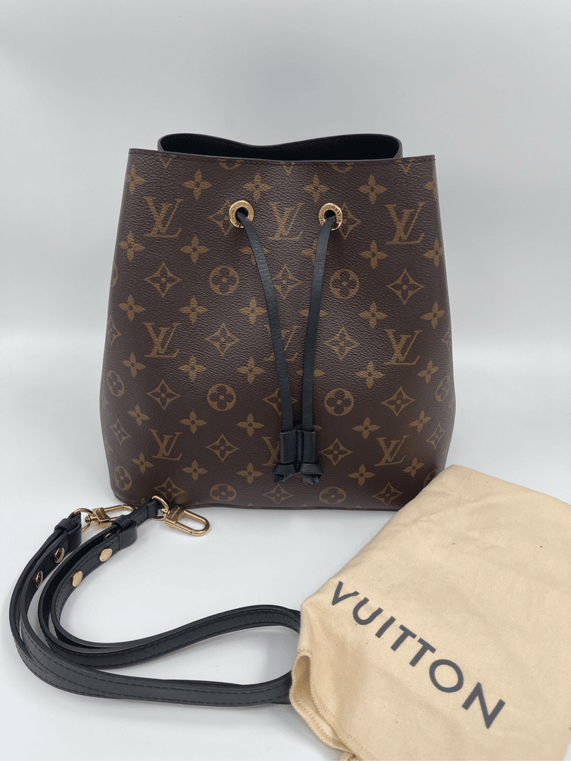 95新 LouisVuitton/路易威登 中号手袋老花黑水桶中号 18年