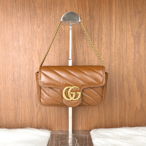 95新 GUCCI/古驰 焦糖色马蒙mini