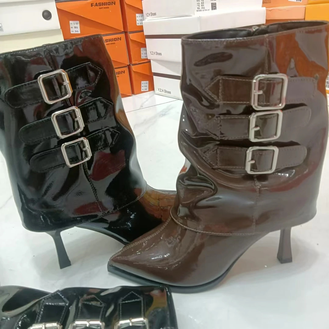 2024年新款短靴细跟加绒时尚百搭秋冬跟鞋