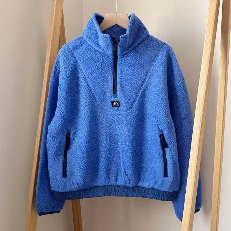 SN运动奢牌女士套头抓绒加厚摇粒绒卫衣短外套