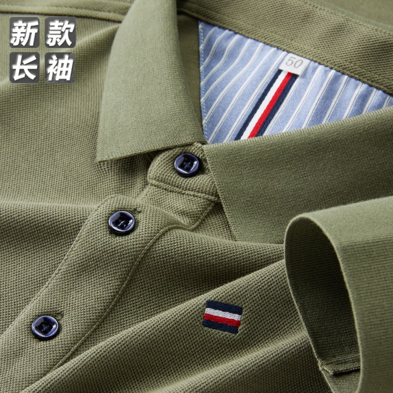 【高奢限定 买一送一】秋季长袖Polo衫男士刺绣翻领大码T恤商务休闲