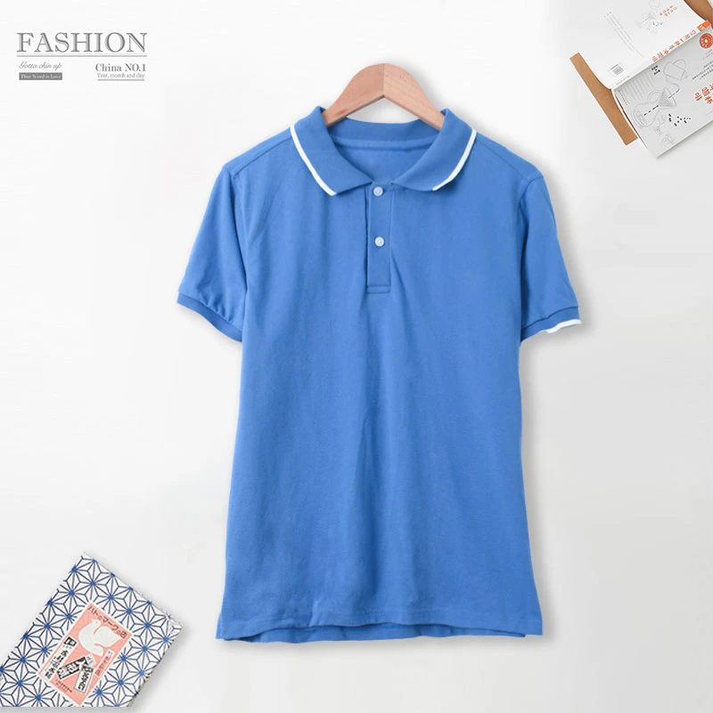 现货！秋季新款女士翻领宽松短袖T恤时尚舒适HH060简约百搭休闲