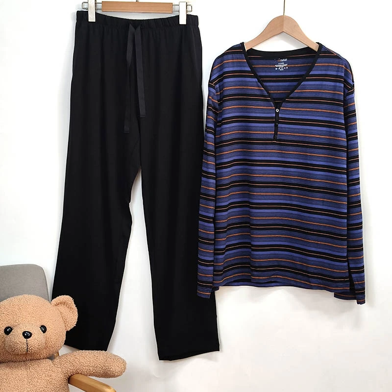 CC686 男士春秋莱赛尔套头家居服套装 长袖长裤 休闲宽松大码舒适