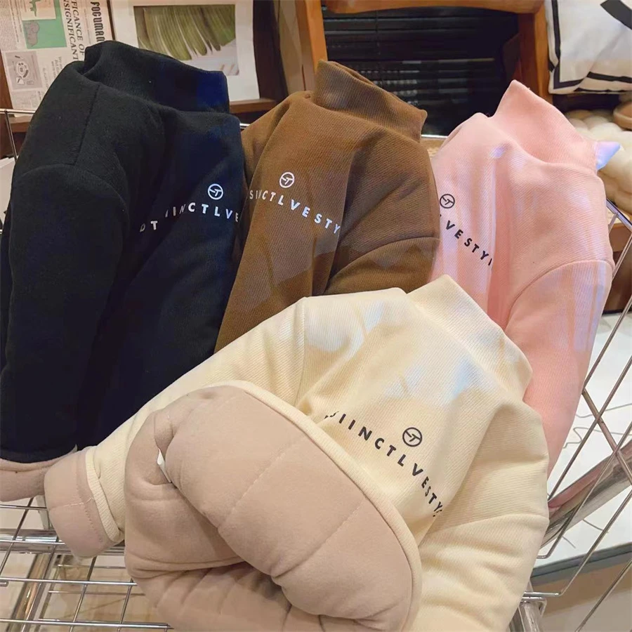 【现货】女童一件过冬加绒打底衫2023冬卡通三层加厚保暖上衣HCT555