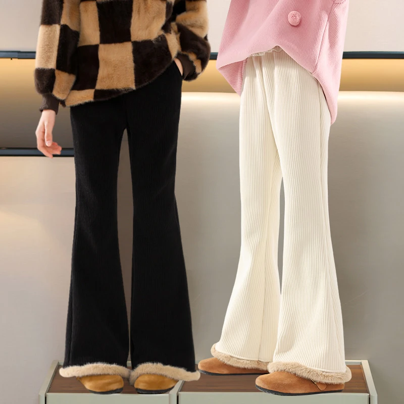 女童裤子秋冬款爆款2025新款儿童喇叭裤灯芯绒棉裤女大童加绒加厚