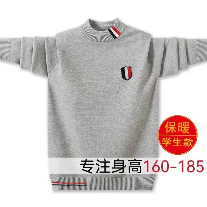 青少年毛衣半高领厚款男生秋冬季学生韩版保暖针织打底衫2023新款