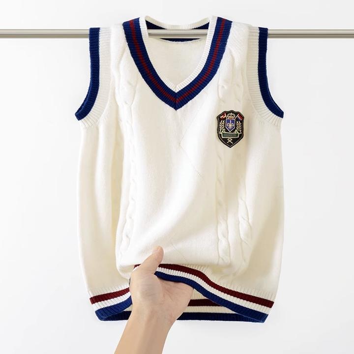 青少年毛背心潮男学生秋冬季坎肩无袖毛衣V领韩版马甲针织马夹潮