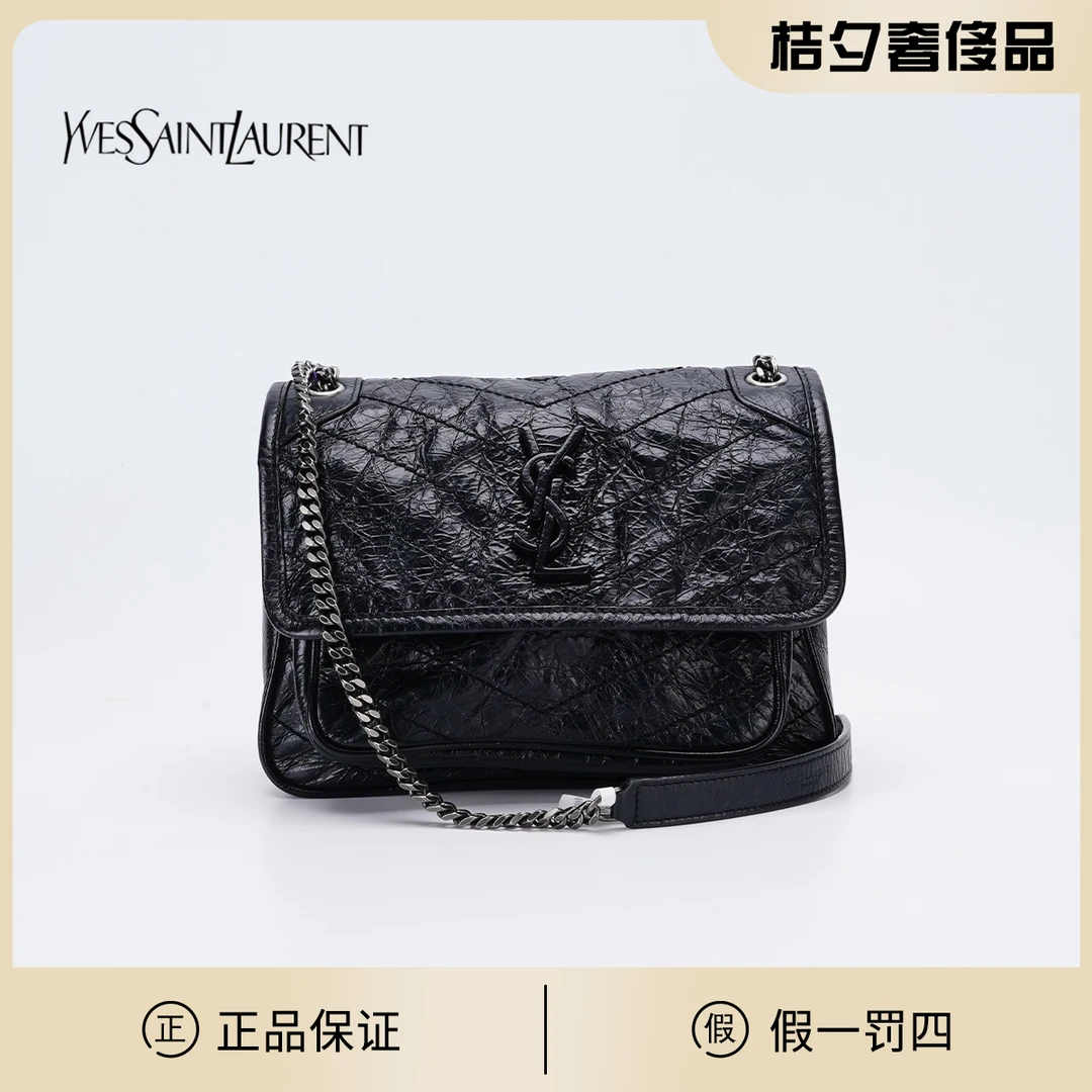 95新 YSL/圣罗兰 【诗诗】niki小号油蜡皮 黑色/BG22000189