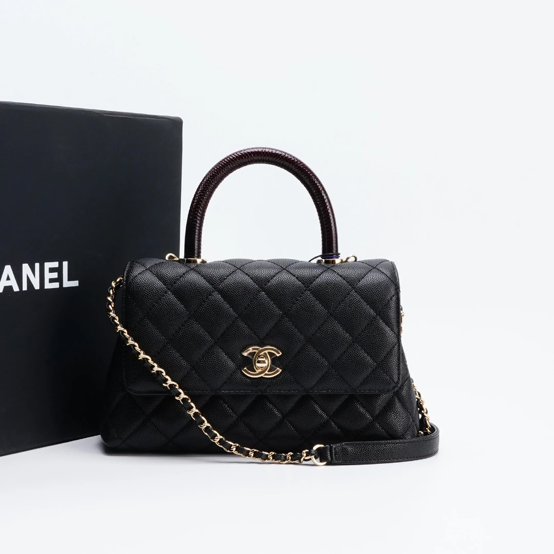 95新 Chanel/香奈儿 cocohandle小号荔枝纹 红手柄