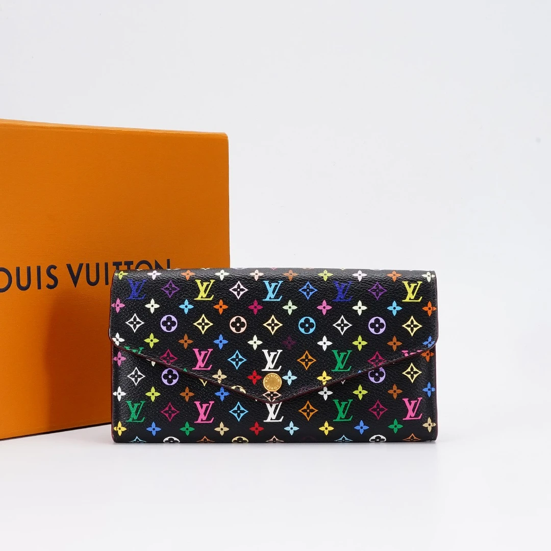 95新 LouisVuitton/路易威登 豆豆钱包长款黑三彩/BG23002629