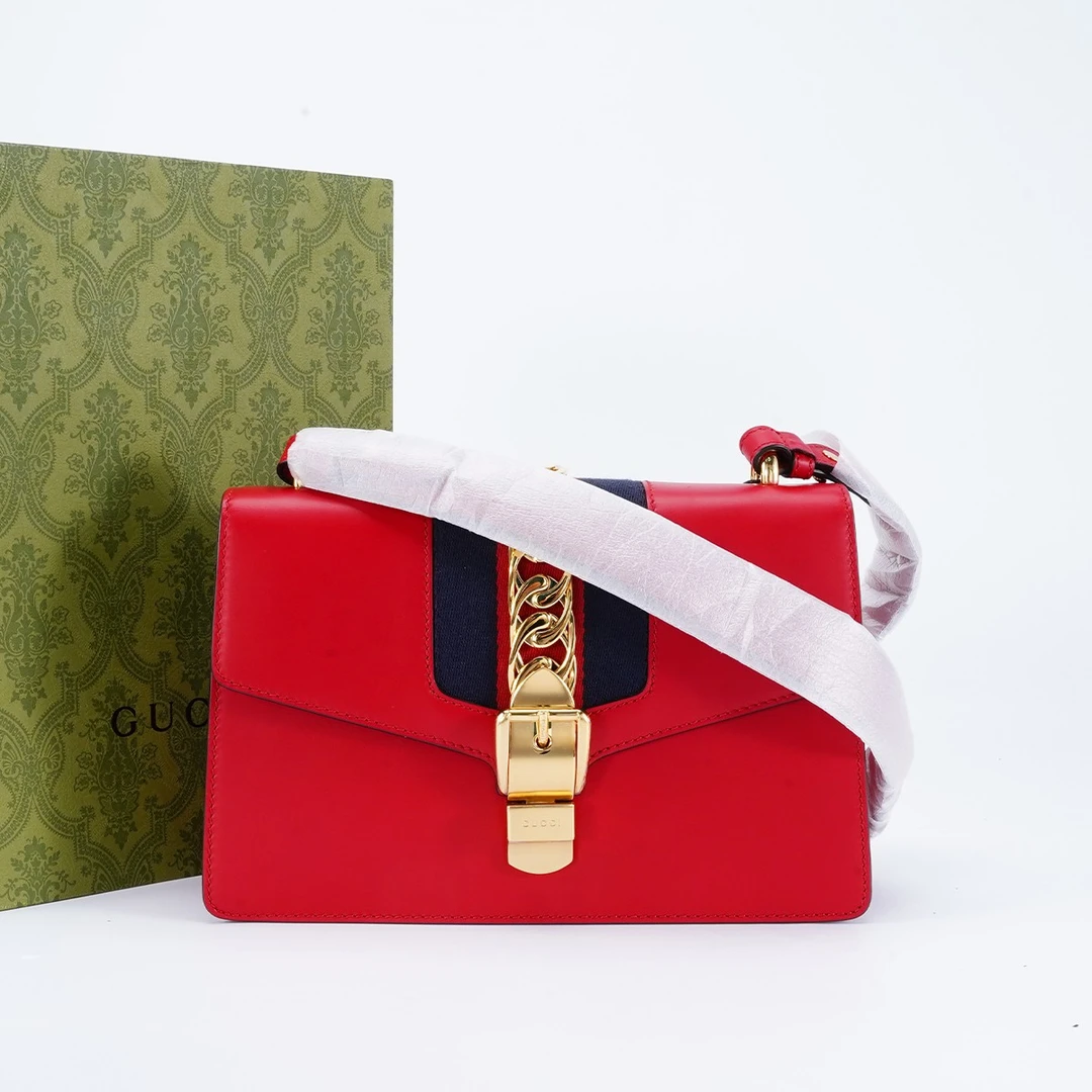 99新 GUCCI/古驰 塞尔维亚包中号红色/BG22003864/98新
