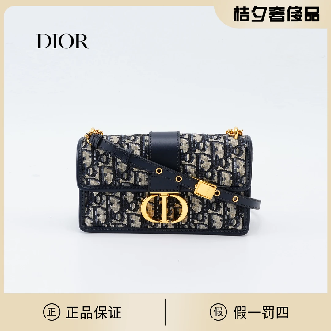 全新未使用 DIOR/迪奥 蒙田30小号新款蓝老花/BG22018116