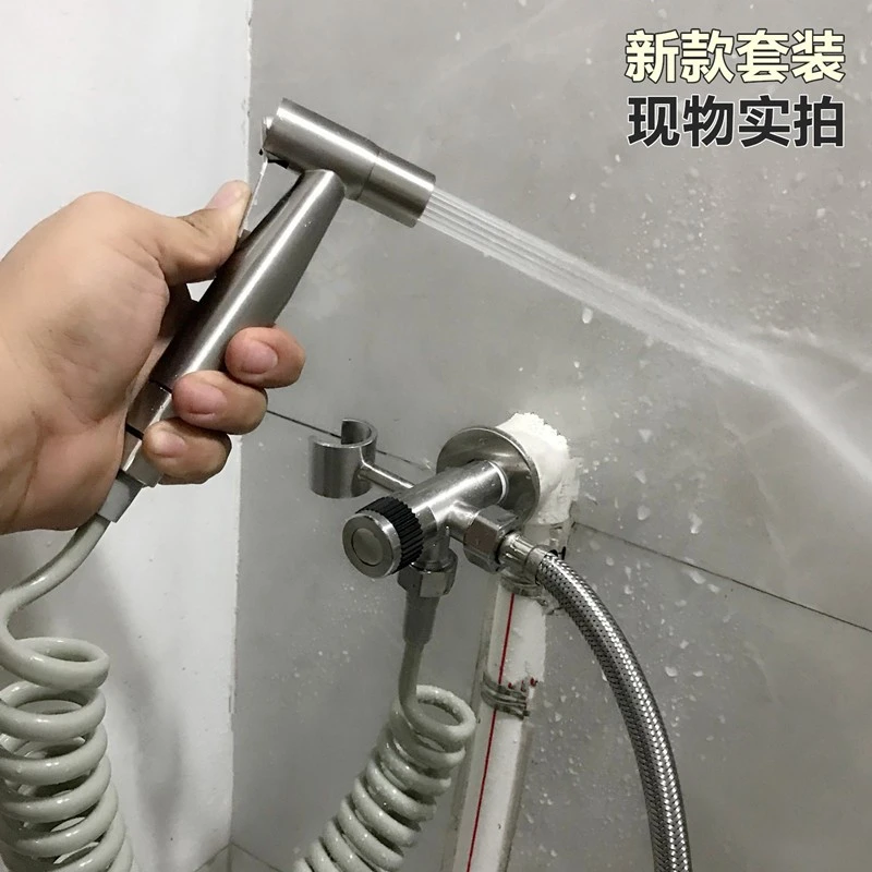 新款304不锈钢一进二出三角阀三通一分二双用出马桶喷枪水龙头