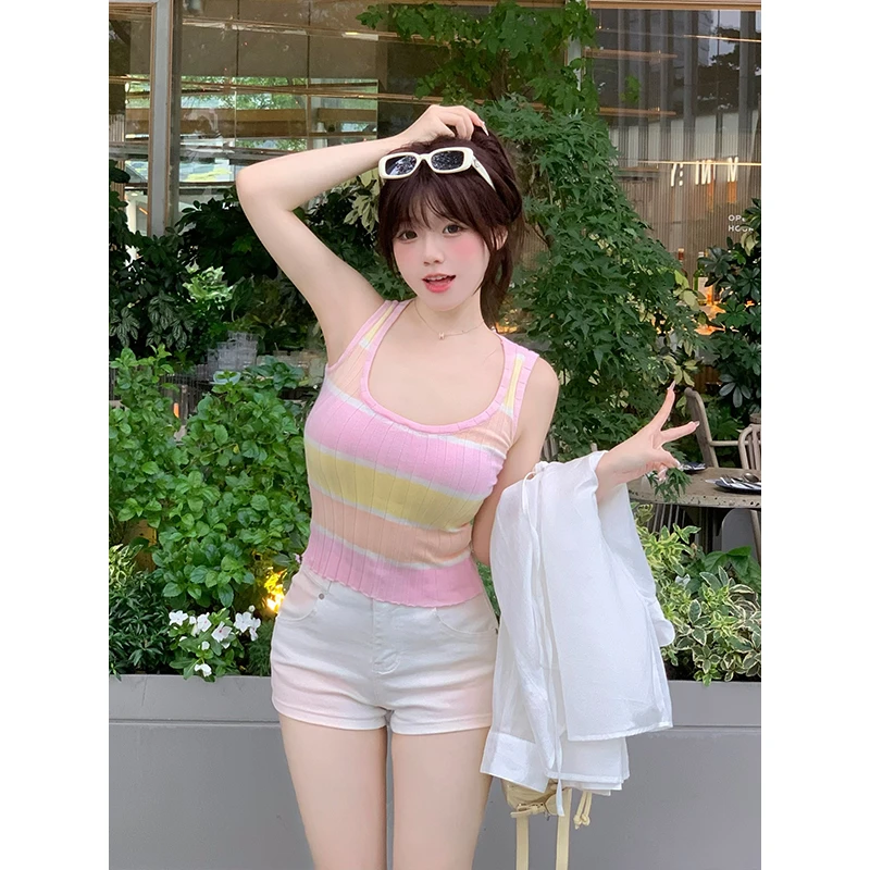 MengFairy清清【夏日多巴胺】修身撞色纯欲百搭宽边显瘦背心3162M