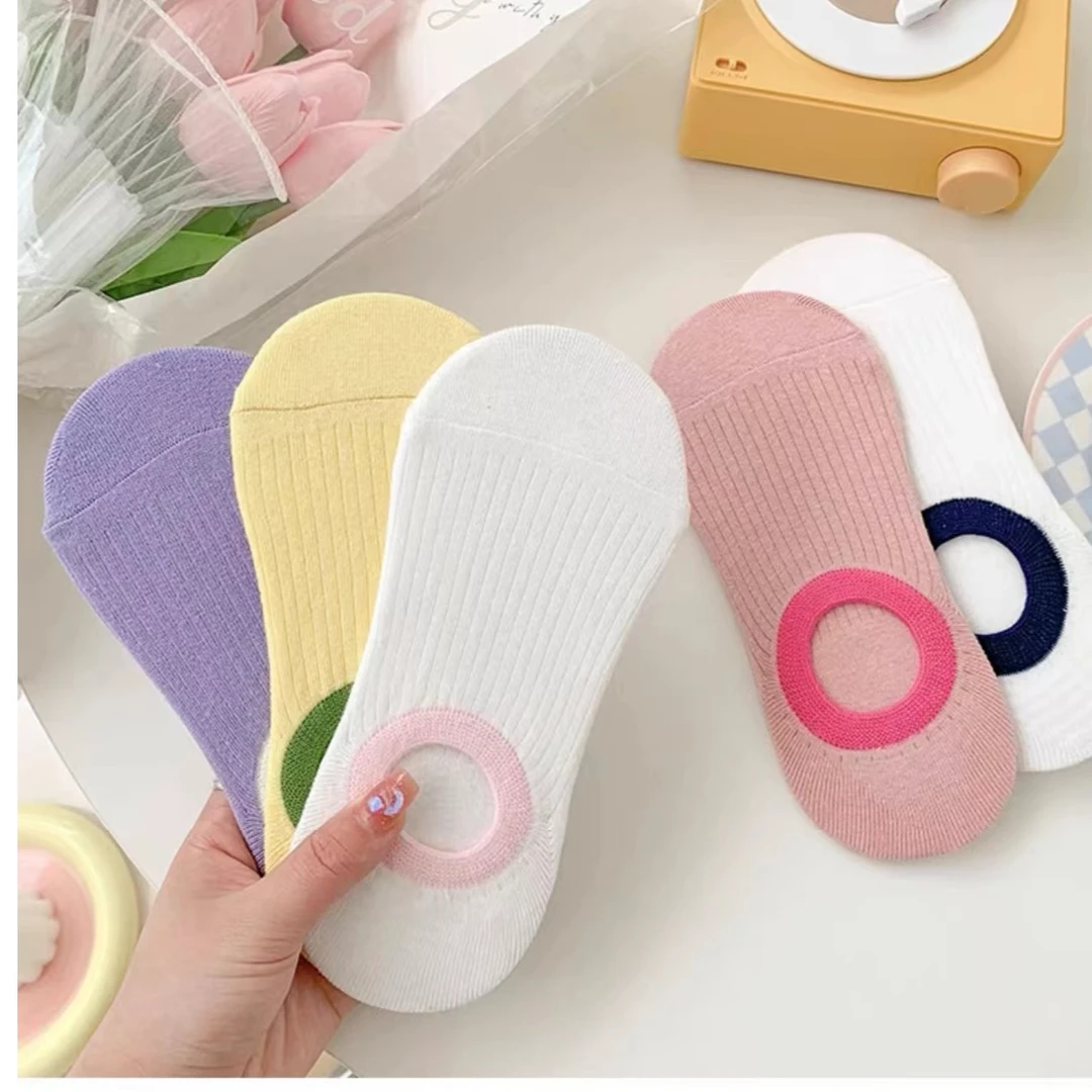 【5双福利】春夏季新款袜子女ins潮简约纯色隐形彩袜浅口彩虹袜子