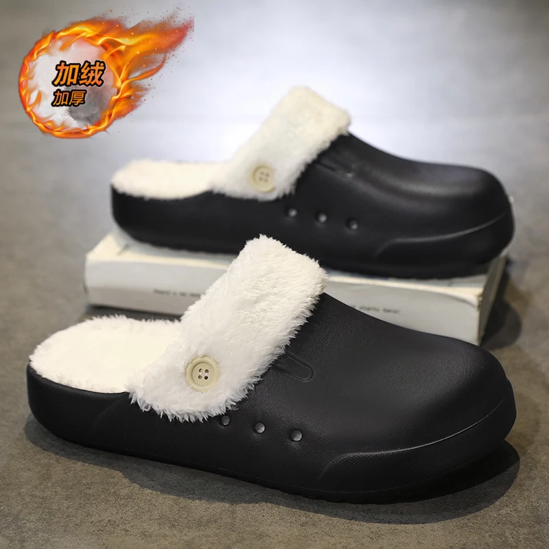比物冬季加绒外穿博肯鞋跨境爆款厚底包头保暖加厚雪地靴男鞋
