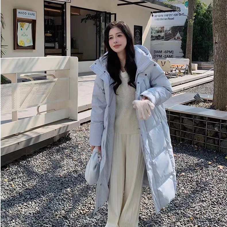 2024新款大被子白鸭绒羽绒服女中长款过膝加厚韩版宽松外套