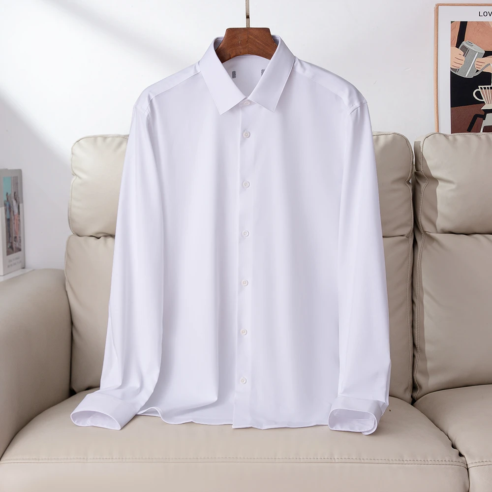 H品质男装！高阶版！纯白色长袖衬衫男商务休闲职业衬衣四季款衬衣