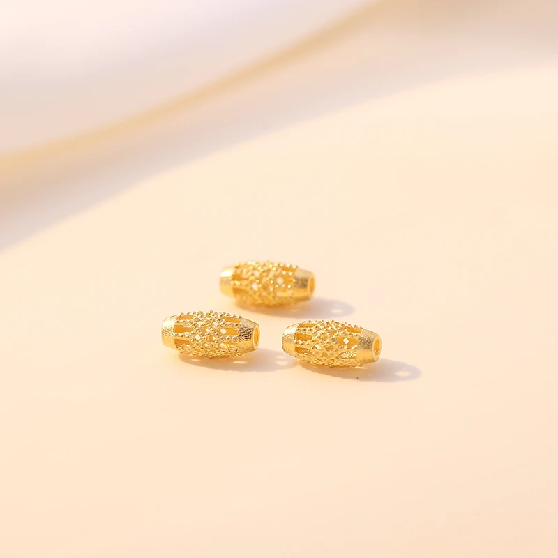 18k金配件镂空金米粒桶珠隔珠diy手串