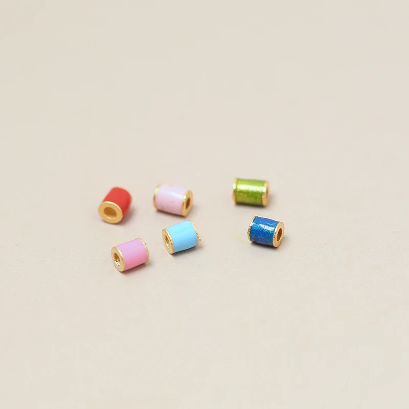 18K金配件五色金幡小金管路通DIY隔珠彩虹桶珠（0.04克/个2.8*2*1）
