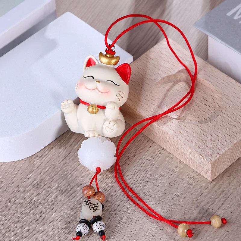 招财猫车平安车载挂件后视镜挂件可爱创意个性精致送礼吉祥产品