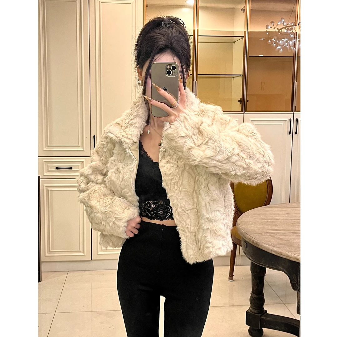 秋季新款名媛风高级感羊毛卷洋气百搭外套女3045