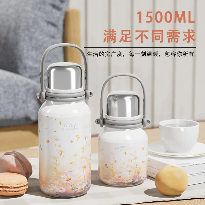 Big car/大卡大容量保温杯户外便携学生可爱水杯316不锈钢保温壶