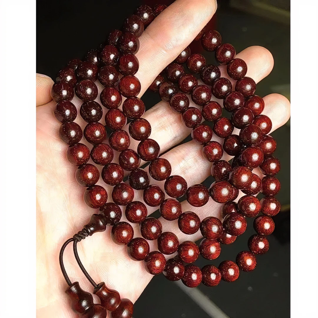 保真精品印度小叶紫檀手串满星多星0.8/108圆念珠多圈男女款珠串