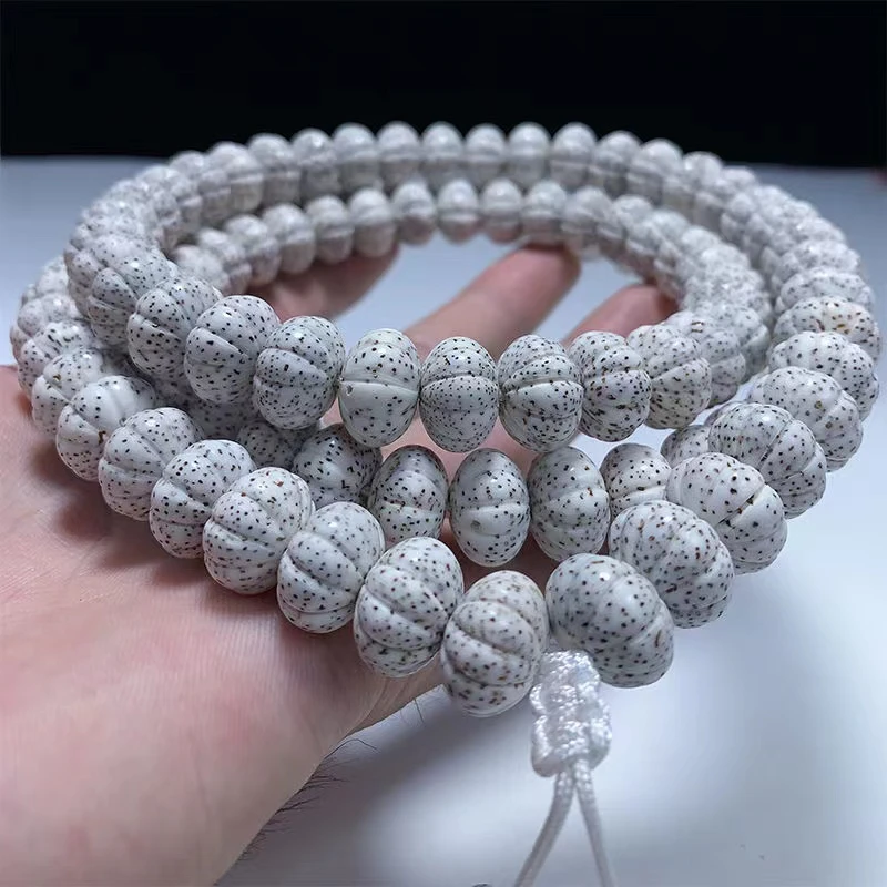 精品正宗海南星月菩提手串南瓜算盘珠顺白1.5/108念珠多圈男士串