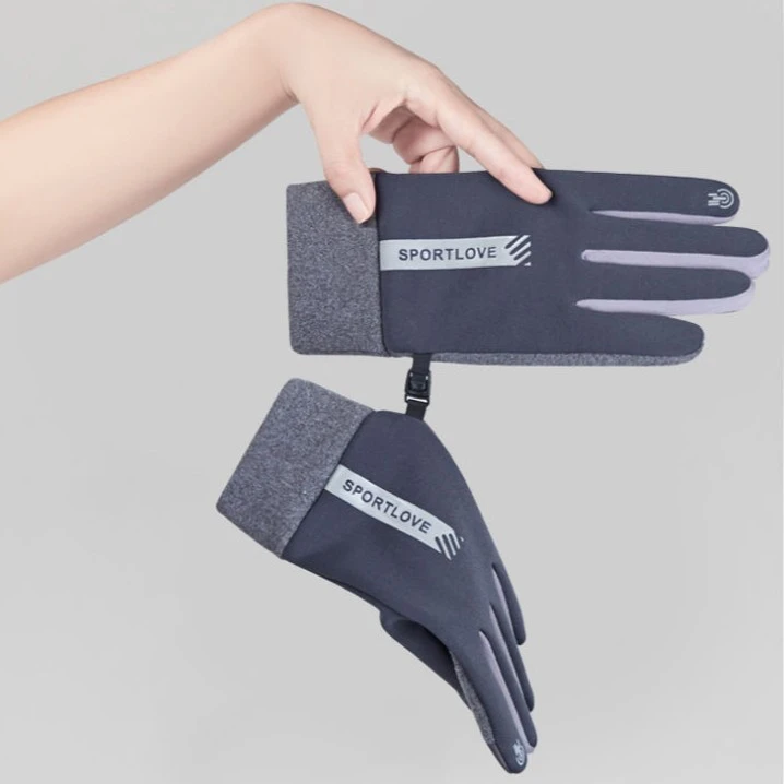 秋冬季户外运动开车电动车保暖骑行手套男女冬季防风短款时尚防水