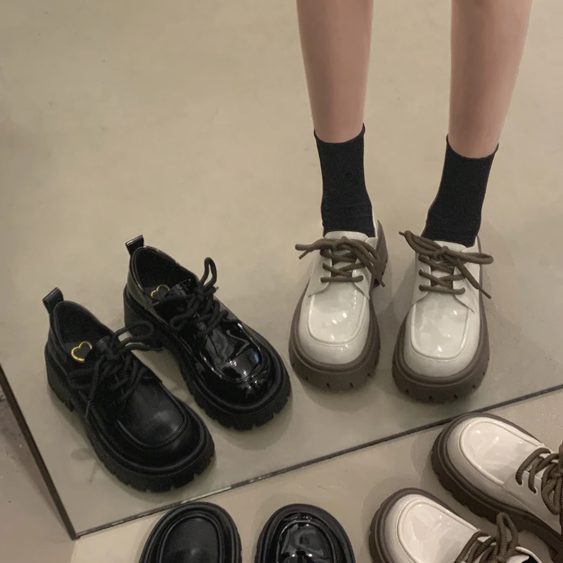 贾不假小皮鞋女款2024春秋季新款百搭英伦风气质厚底防滑日系单鞋