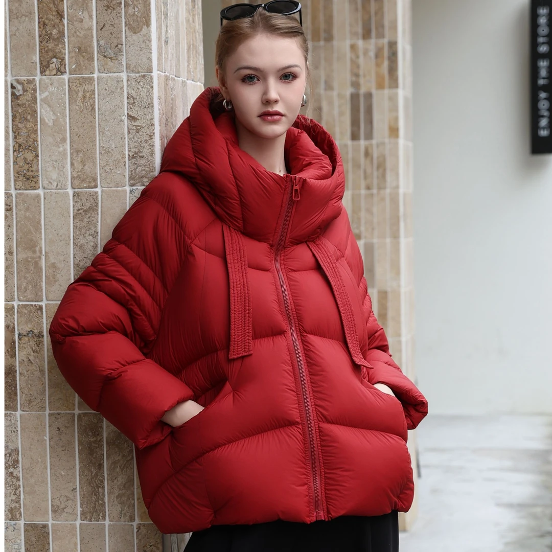 【莉莉姐]90新国标白鹅绒连帽泡芙羽绒服新款保暖面包服外套16F607