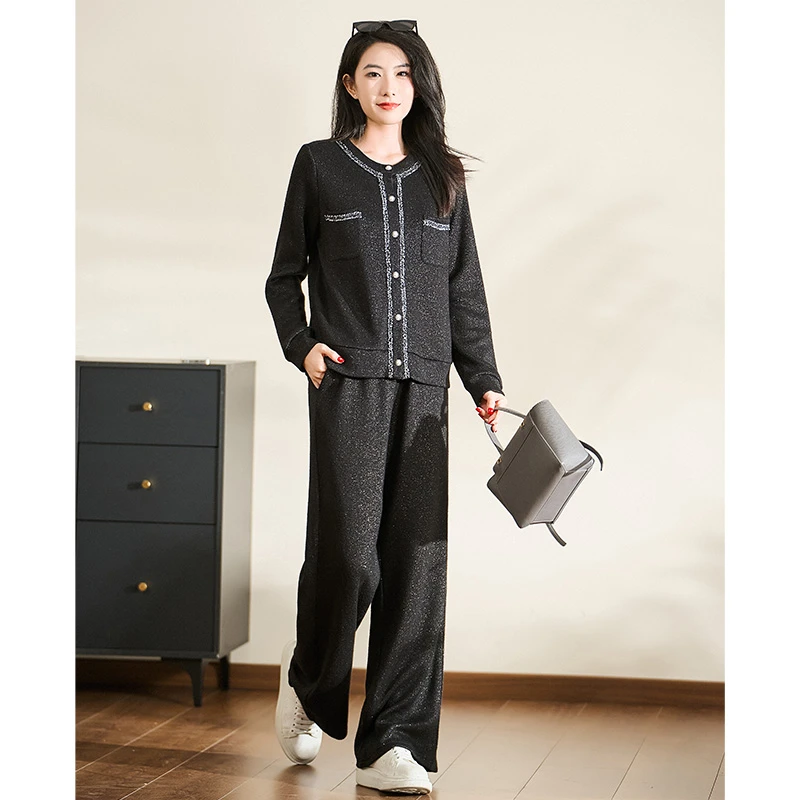 【两件套】迪欧芙轻奢休闲上下装2024秋冬新款时尚套装女#QTZ87338