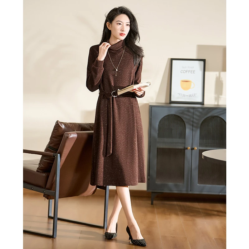 迪欧芙轻奢洋气精致连衣裙2024秋冬新款高端显瘦裙子女#QLQ17498