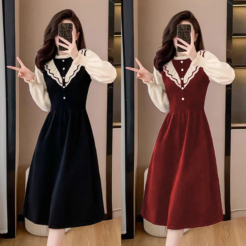 慕慕秋冬法式赫本风黑色针织裙内搭打底连衣裙高级感#8079