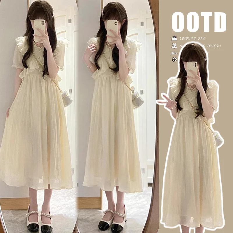 初中生连衣裙少女大童夏装初中学生女孩甜美裙子洋气甜美过膝长裙