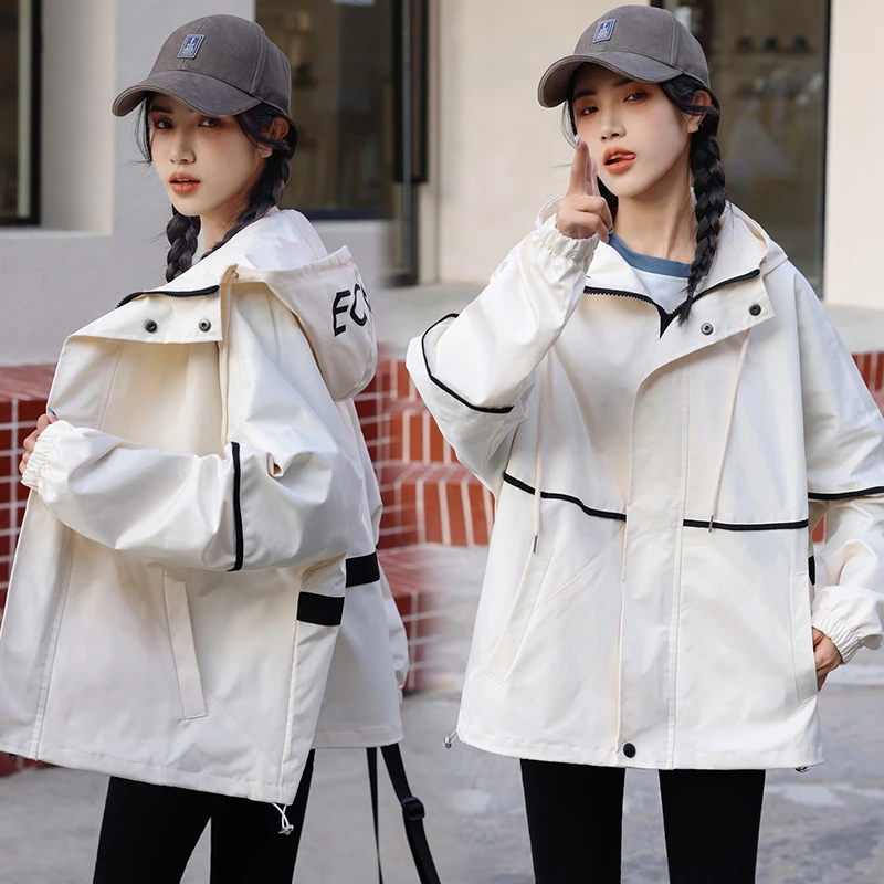早秋新款棒球服女2024春秋韩版少女孩宽松连帽夹克学生风衣外套潮