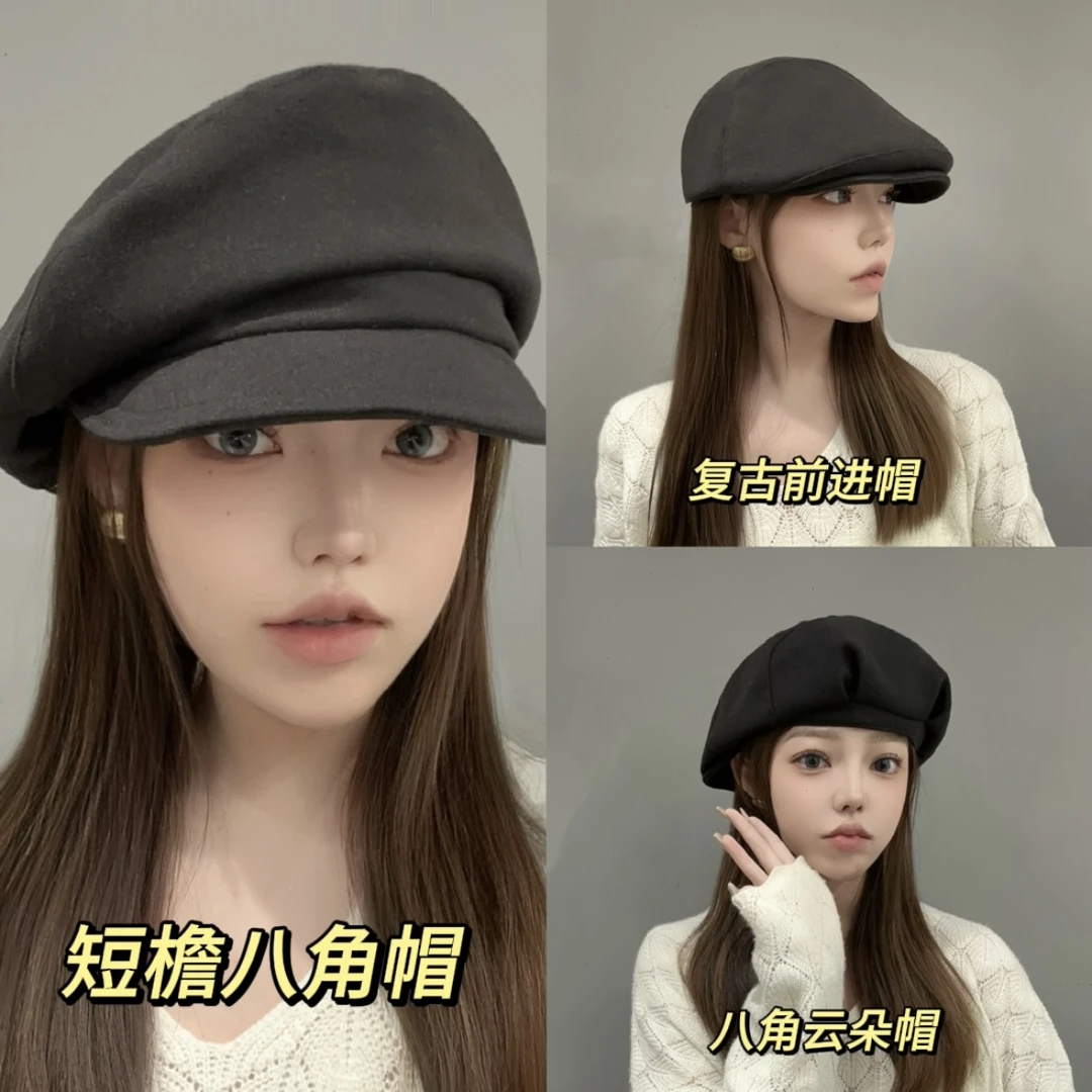 太一 ZNSUVCUT 八角帽洋气贝雷帽网红百搭复古日系短檐画家帽鸭舌