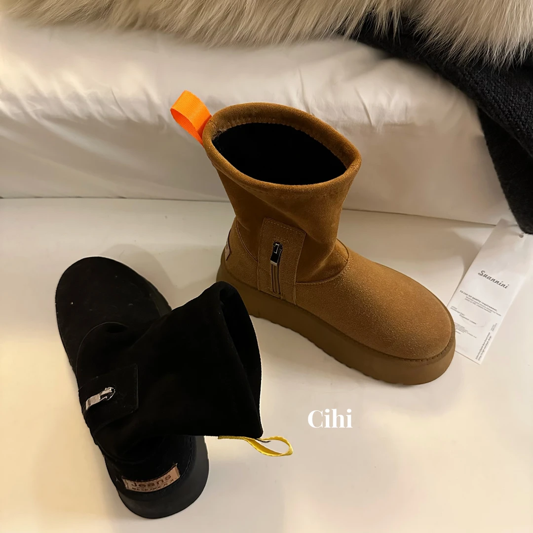 Cihi設計/1-666-长毛厚绒-超防滑软底保暖超舒服巨巨巨软雪地靴！