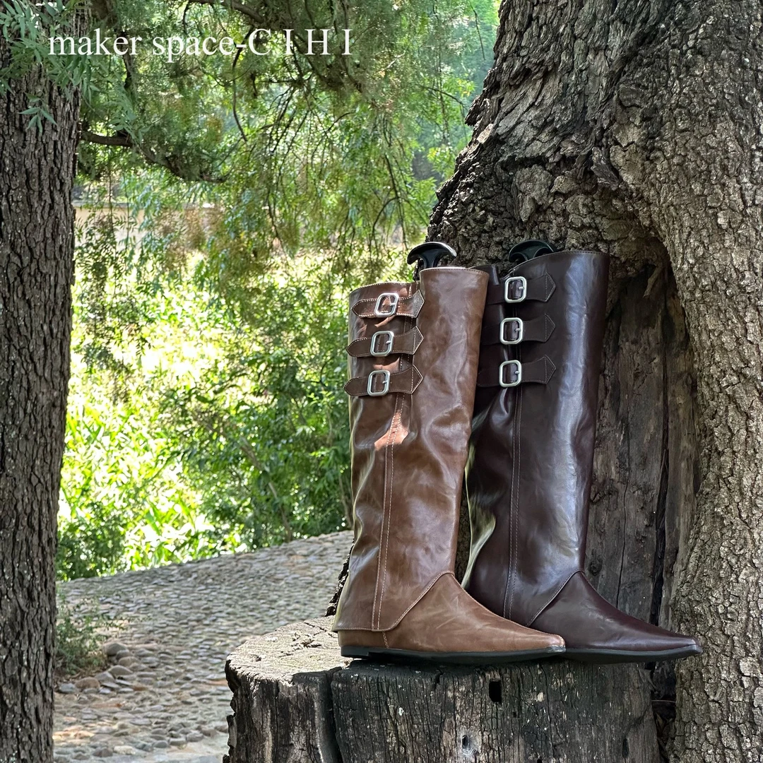Cihi設計'makerspace'-605-1【扶南风】万变不离其棕两穿内增高靴