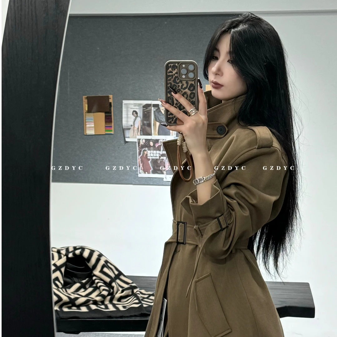 鸽子的衣橱 名爵 90白鸭绒秋冬御姐高个子气质长款复古设计感风衣