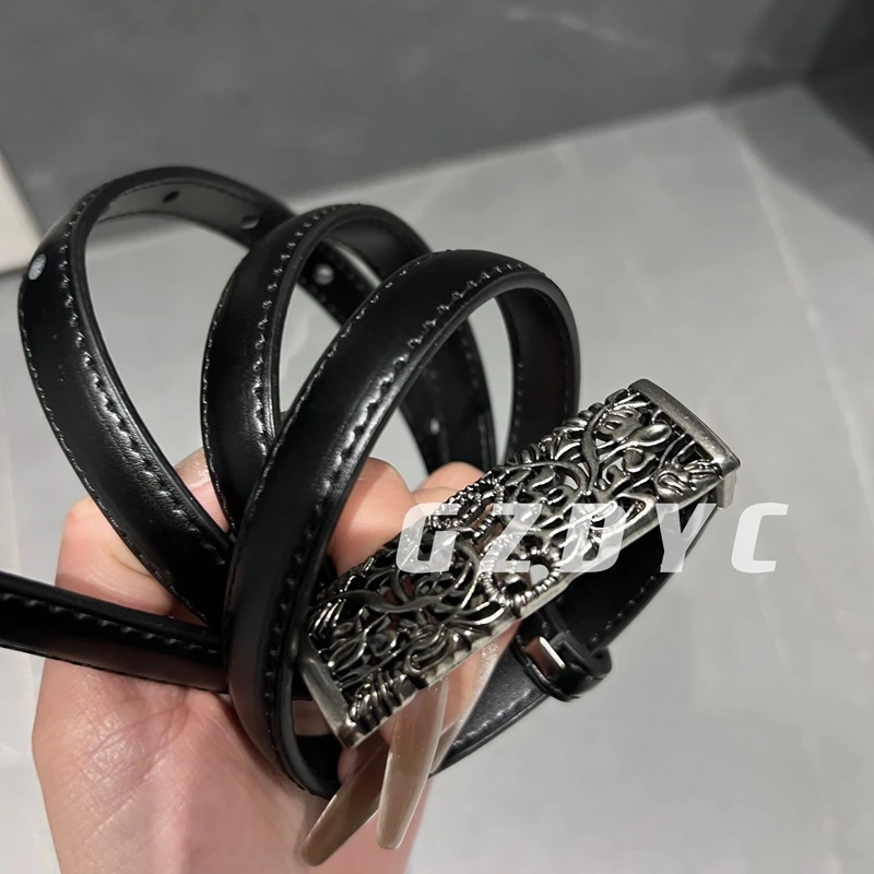 【鸽子的衣橱】百搭女士黑色潮流经典提花精品双面腰带